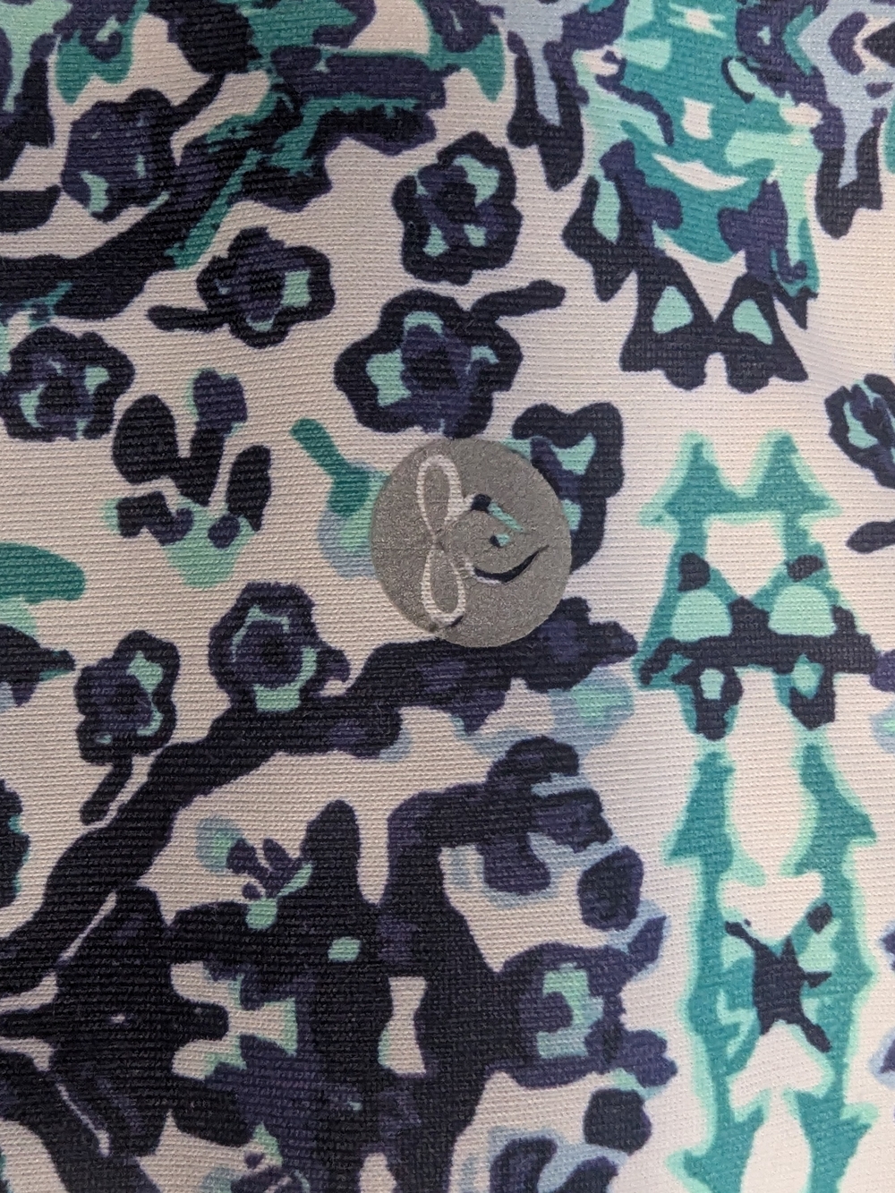 Apana Teal Blue Print Athletic Yoga Leggings Activewear Cropped Womens Size L - Picture 7 of 9